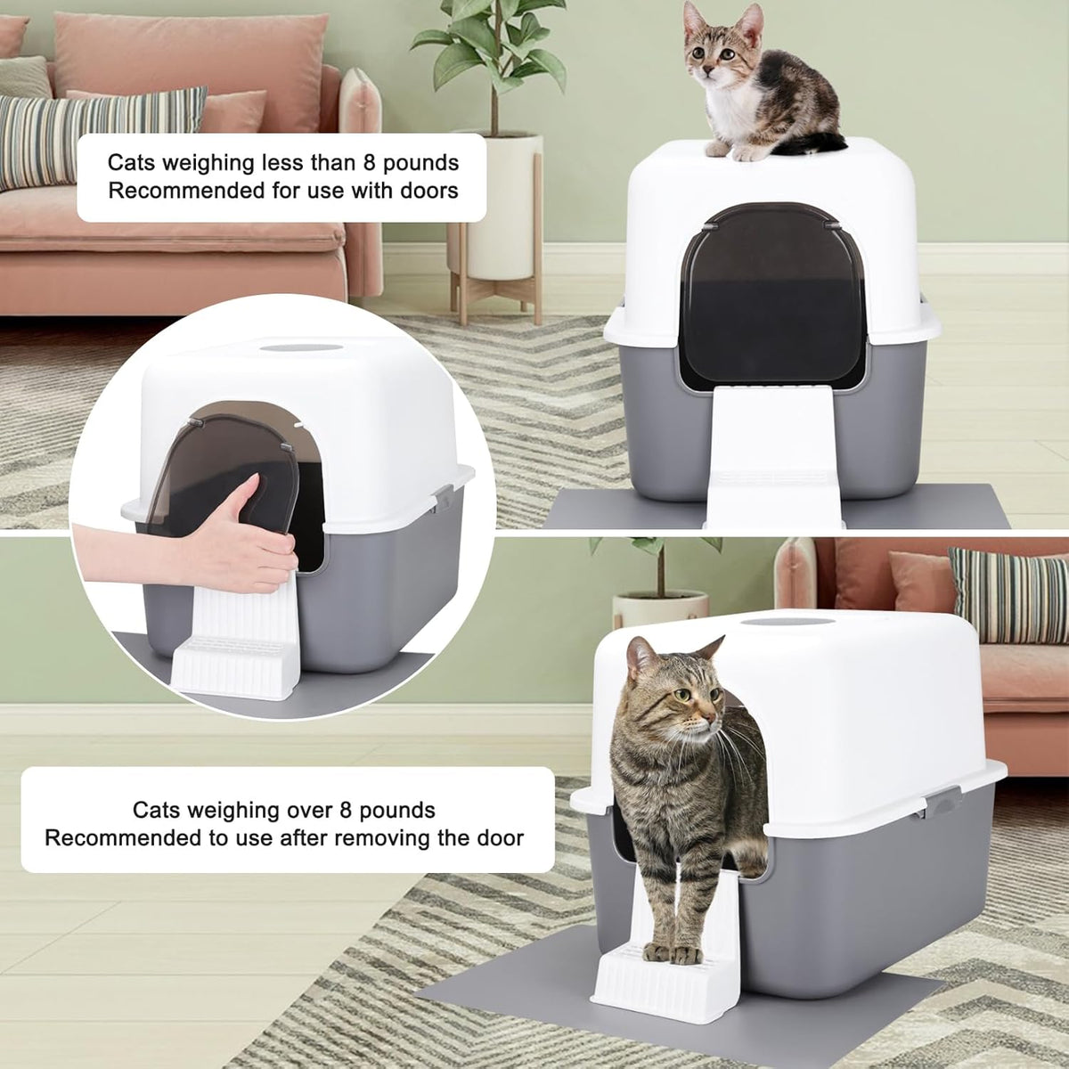 Enclosed Cat Litter Box: Odor Control Leak Resistant Design