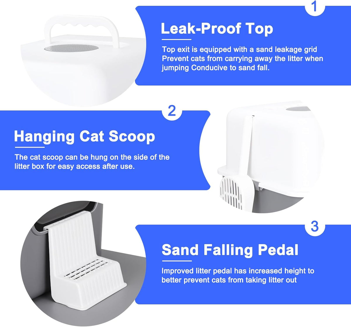 Enclosed Cat Litter Box: Odor Control Leak Resistant Design