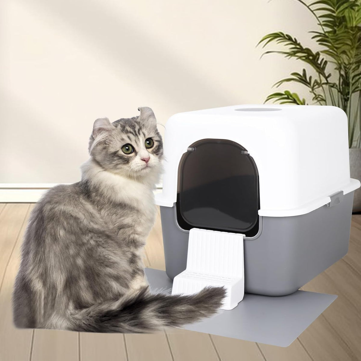 Enclosed Cat Litter Box: Odor Control Leak Resistant Design