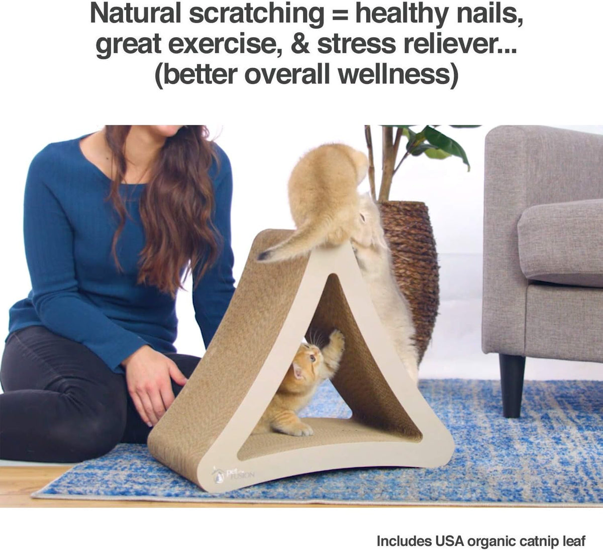 3-Sided Vertical Cat Scratching Post - Dimensions: 18" x 10.5" x 15.9"
