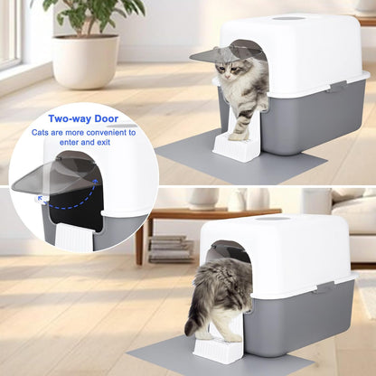 Enclosed Cat Litter Box: Odor Control Leak Resistant Design